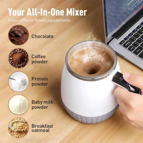 Automatic Digital Display Stirring Mug with Temperature 6500 RPM Self Stirring Rechargeable Coffee Milk Protein Shake Mixing Cup