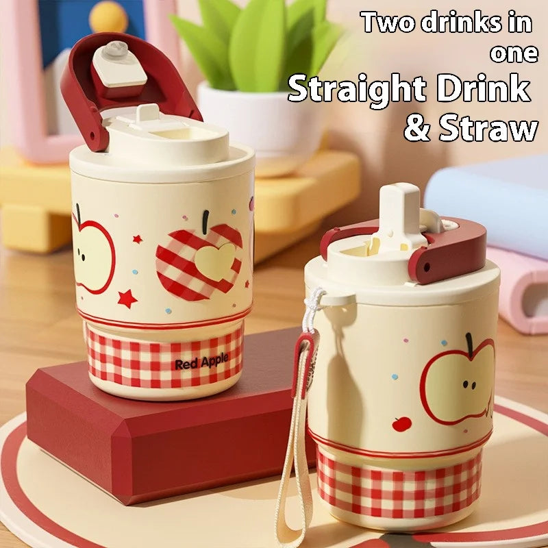 The Compact 316 Stainless Steel Insulated Straw Cup Is A Portable Stylish Coffee Cup for Women on The GoCreative coffee cup